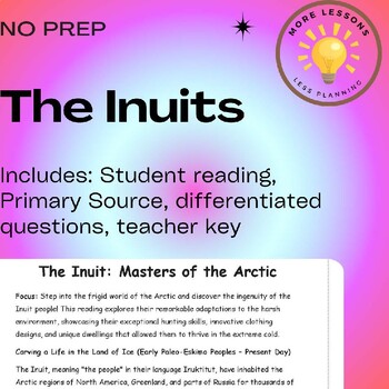 Preview of Inuit Masters of Arctic Pre Colonial America Reading Comprehension Worksheet