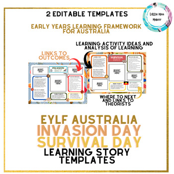 Preview of Invasion / Survival (Australia) Day EYLF Early Learning Story EDITABLE Templates