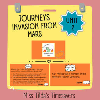Preview of Invasion from Mars Quiz - Grade 4 Journeys