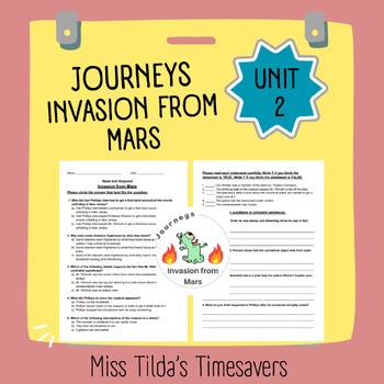 Preview of Invasion from Mars - Read and Respond Grade 4 Journeys