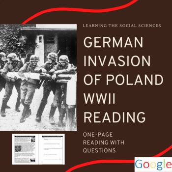 Preview of Invasion of Poland - World War II - One-Page Reading with Questions
