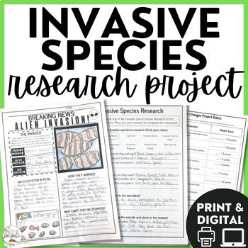 Preview of Invasive Species Animal Project - Ecosystems & Biomes Research Writing Activity