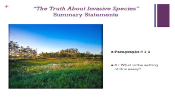 Preview of Invasive Species Article: Guiding Questions and Essay Prompt