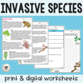 Invasive Species - Reading Comprehension Worksheets
