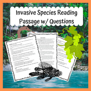 Preview of Invasive Species Reading Passage W/ Standard Based Questions