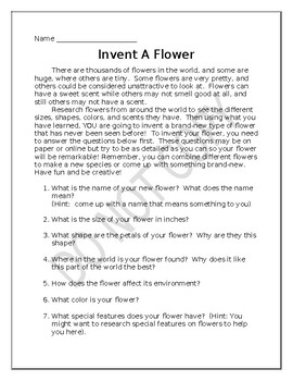 Preview of Invent a Flower
