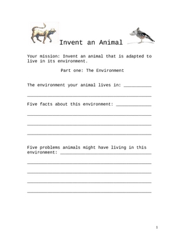 Preview of Invent an Animal packet