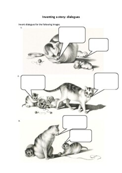 Preview of Inventing Story Dialogues Speech Bubbles Writing Exercise Creative Cats!