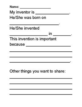 Preview of Invention/Inventor Research Writing Template