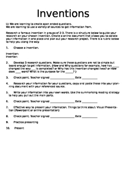 Preview of Invention Task and Assessment Rubric - HTWW PYP (Editable)