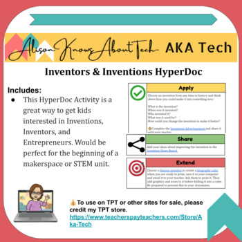 Preview of Inventions & Inventors HyperDoc Activity