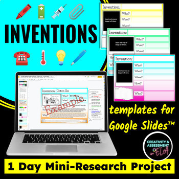 Preview of Inventions Project Report 1 Day Mini Research Lesson for Google Slides™ Project