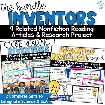 Preview of Inventor Reading Passages Informational Writing Template Research Project