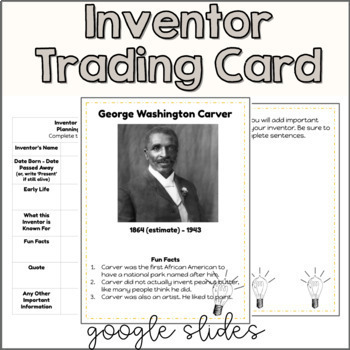 Preview of Inventor Trading Card Project | Digital Google Slides | No Prep & Editable