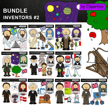 Preview of Inventors Clip Art Bundle #2 /Archimedes /Darwin /Pythagoras /Newton