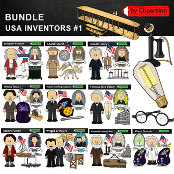 Preview of Inventors Clip Art Bundle part3 /USA famous Inventors /Great /inventions