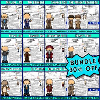 Preview of Inventors Day Mega Bundle: 12 Engaging Nonfiction Readings and Quizzes!
