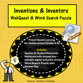 Preview of Inventors & Inventions WebQuest & Word Search Puzzle