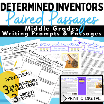 Preview of Inventors Who Never Gave Up Passages and Writing -  Writing for Middle School