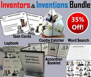 Preview of Famous Inventors and Inventions Task Cards and Activities Bundle