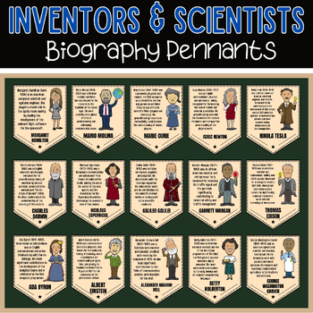 Preview of Inventors and Scientists Biography Pennants | Inventors' Day Bulletin Board
