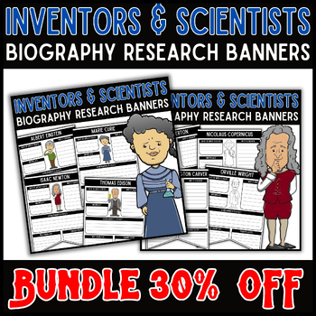 Preview of Inventors and Scientists Biography Research Report Banners Bundle 30% OFF