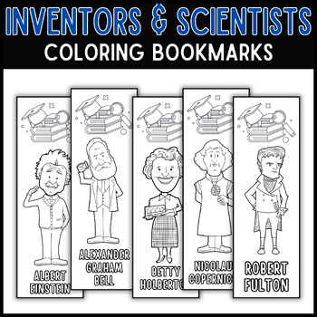 Preview of Inventors and Scientists Coloring Bookmarks | February Inventors' Day Bookmarks