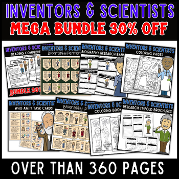 Preview of Inventors and Scientists Mega Bundle: Coloring Pages, Bulletin Board & More!