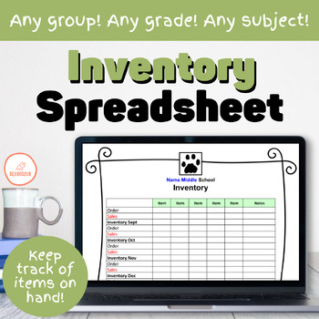 Preview of Inventory Spreadsheet | Club Docs | Official Forms | Student Store & Spirit Gear