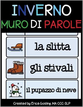 Preview of Inverno Muro di Parole - Winter Word Walls - Italian