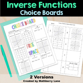 Inverse Functions Choice Board Tables Graphs Equations