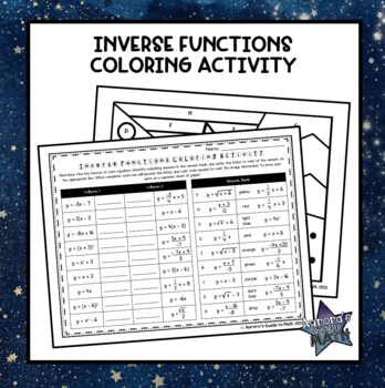 Preview of Inverse Functions Coloring Activity
