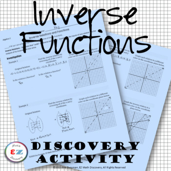 Preview of Inverse Functions - Discovery Activity and Notes