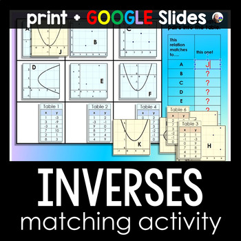 Preview of Inverse Functions Matching Activity - print and digital