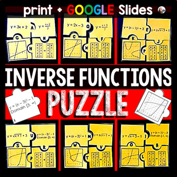 Preview of Inverse Functions Puzzle Algebra 2 Activity - print and digital