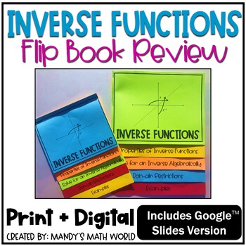 Preview of Inverse Functions Review Flip Book Print + Digital for Google Slides