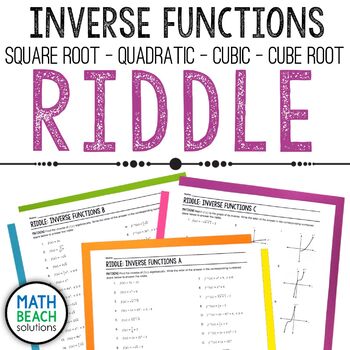Preview of Inverse Functions Riddle Activity