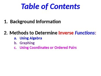 Preview of Inverse Functions Solution Summary