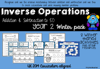 Preview of Inverse Operations Addition & Subtraction to 50 Winter Pack UK Curriculum 2014