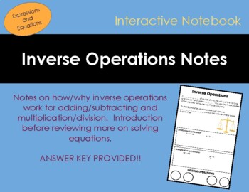 Preview of Inverse Operations Foldable Interactive Notebook