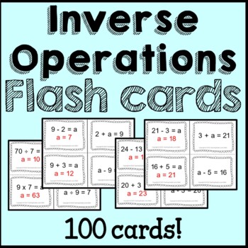 Inverse Operations Pre Algebra Posters, Worksheets, Flash Cards | TpT