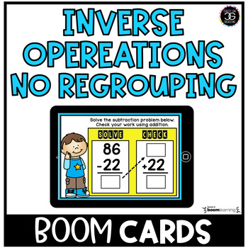 Preview of Addition and Subtraction Two Digit No Regrouping Inverse Operations BOOM™ Cards