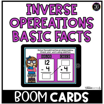 Preview of Addition and Subtraction Basic Facts Practice Inverse Operations BOOM™ Cards