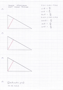 Preview of Inverse Pythagorean Right Angled Triangles SOH CAH TOA, CHO SHA CAO
