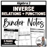 Inverse Relations and Functions - Algebra 2 Binder Notes