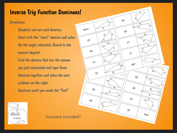 Preview of Inverse Trig Functions Domino Activity