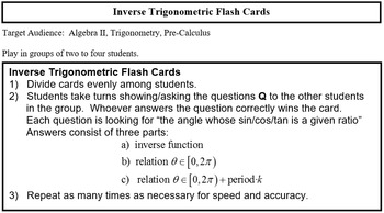 Preview of Inverse Trig Ratio Flash Cards