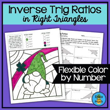 Preview of Inverse Trig Ratios Color by Number Activity for St. Patrick’s Day