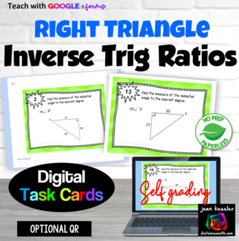Preview of Inverse Trig Ratios Digital Task Cards with QR