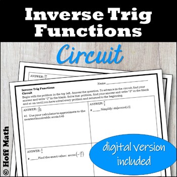 Preview of Inverse Trigonometric Functions CIRCUIT | DIGITAL and PRINT